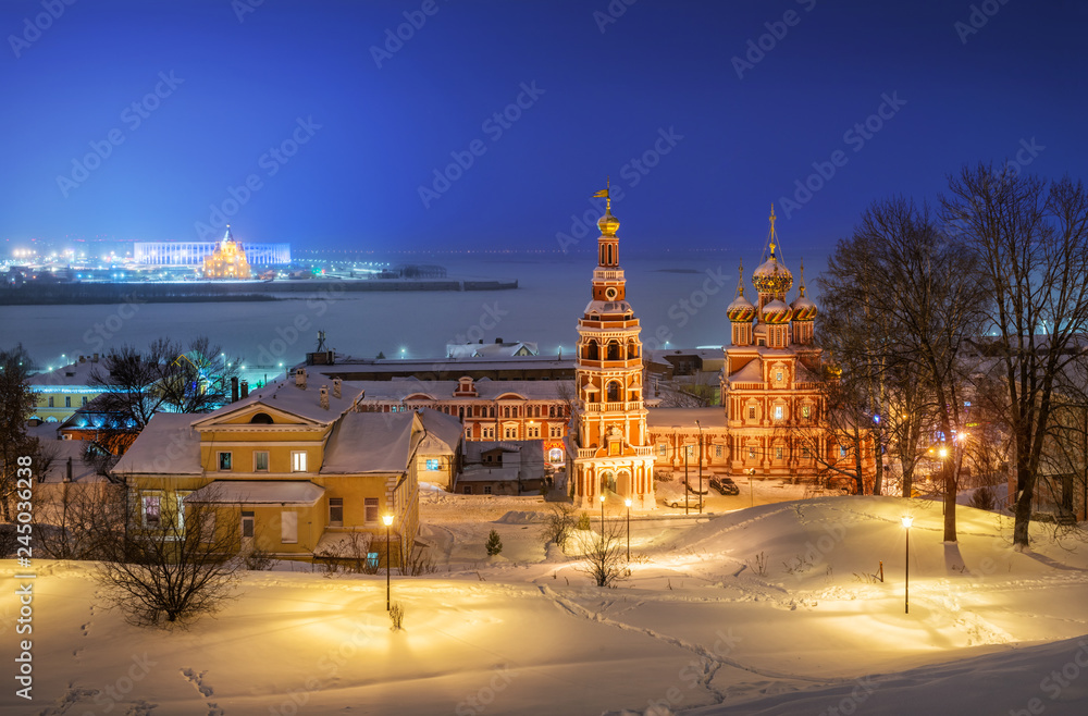 Рождественская церковь на берегу Волги Christmas Church on the high bank of the Volga river