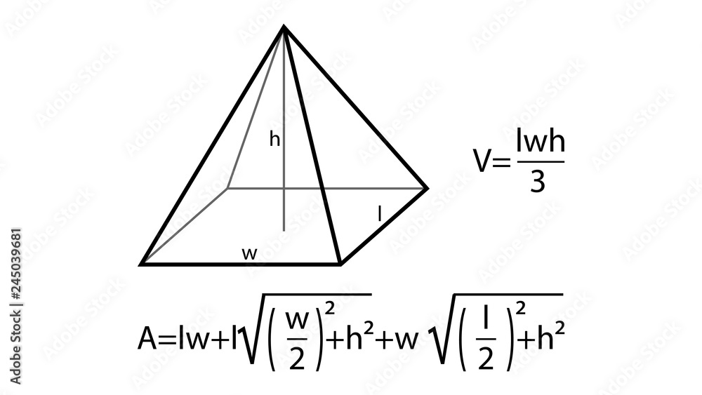 Pyramid vector. Geometry formulas vector illustration