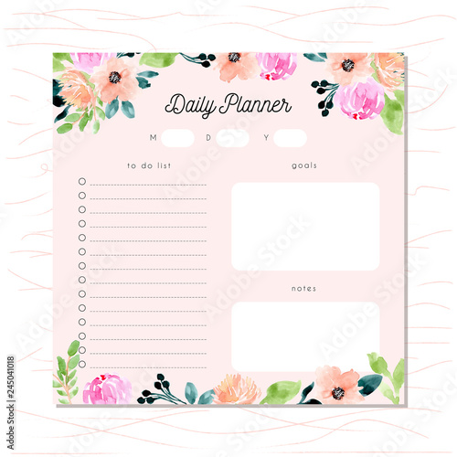 daily planner with sweet floral watercolor