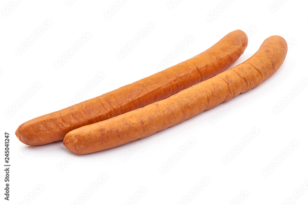 Turkey Smoked Sausage, close-up, isolated on a white background Turkey Smoked Sausage, close-up, isolated on a white background