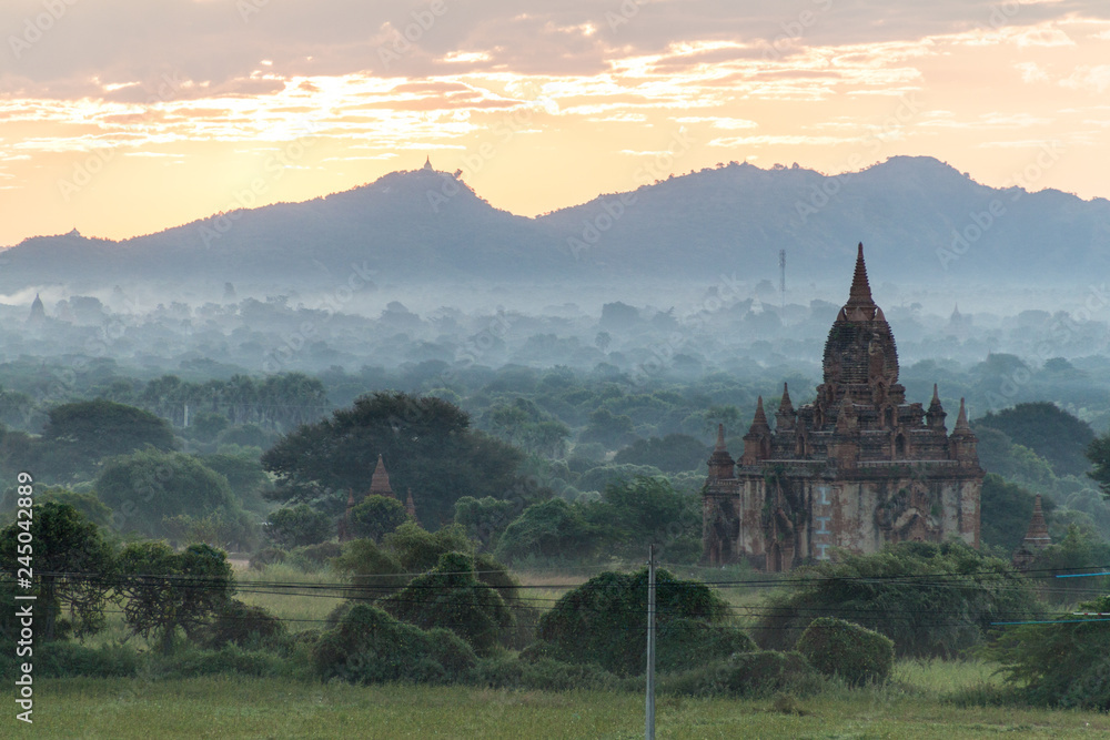 Skyline of temples and pagodas in Bagan, Myanmar