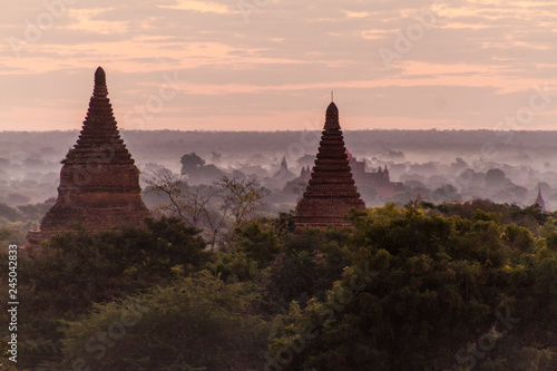 Skyline of temples and pagodas in Bagan  Myanmar