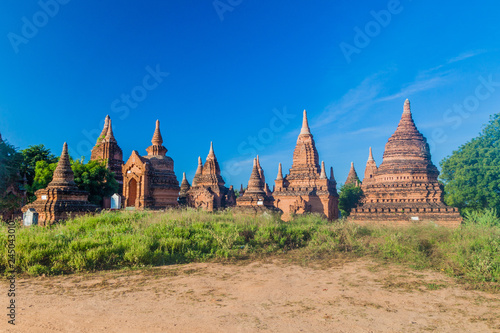 Row of small temples in Bagan  Myanmar.