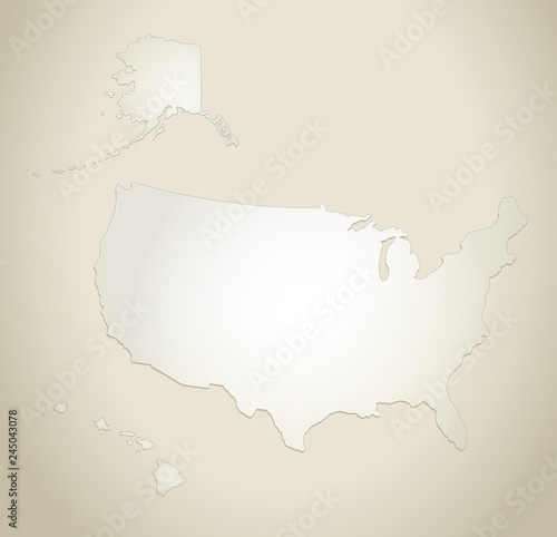 USA with Alaska and Hawaii map old paper background vector
