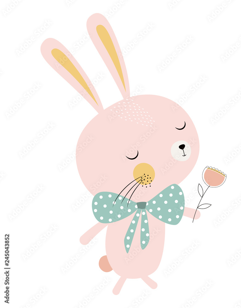 cute bunny with flower