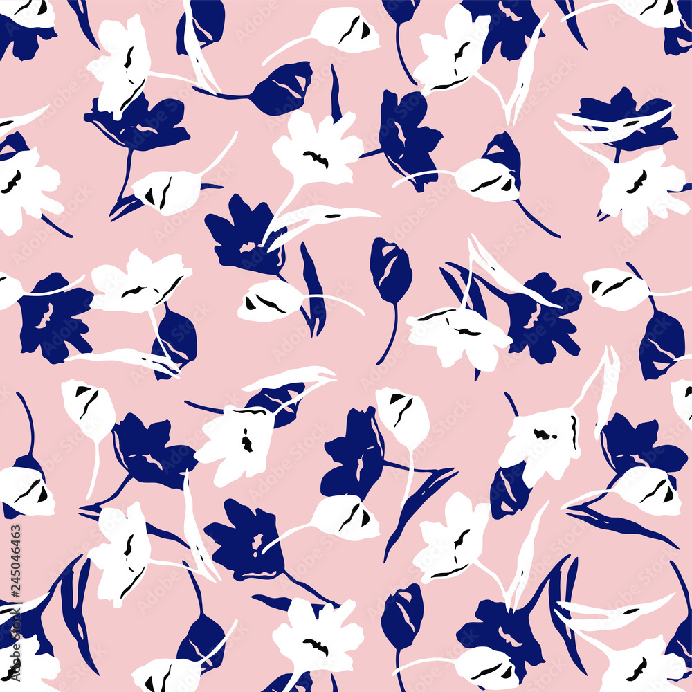 Fototapeta premium Ditsy floral pattern, seamless in vector.