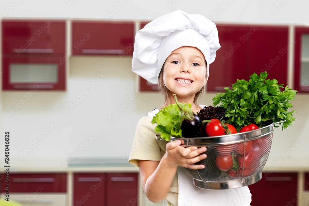 Portrait of adorable little girl with food Portrait of adorable little girl with food