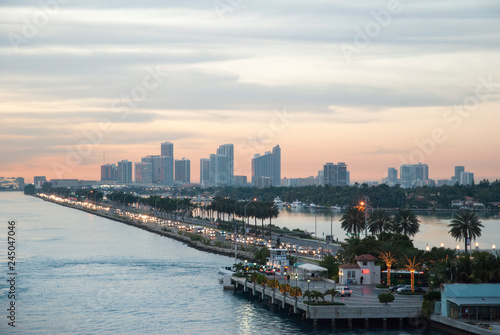 Miami Main Channel At Dusk