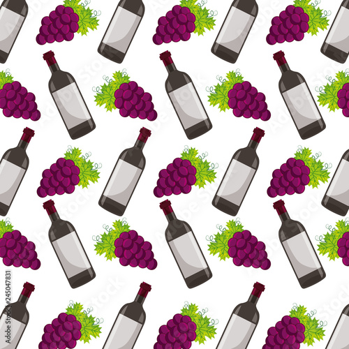 background wine bottle and grapes