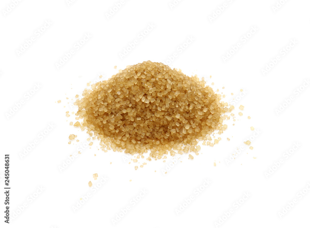 Brown cane sugar pile isolated on white background. Brown cane sugar pile isolated on white background.