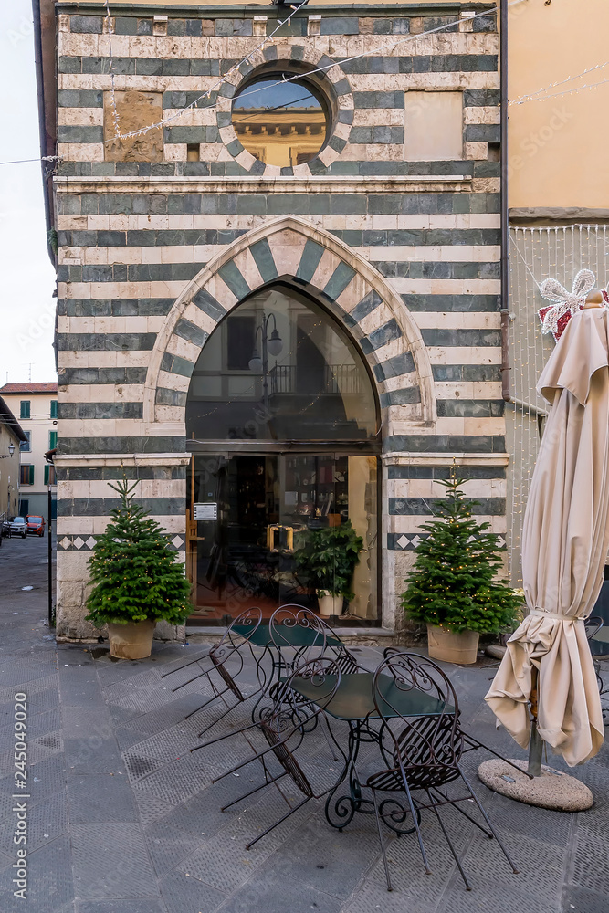 Ancient oratory in the historic center of Pistoia, Tuscany, Italy, now historic Caffè Valiani