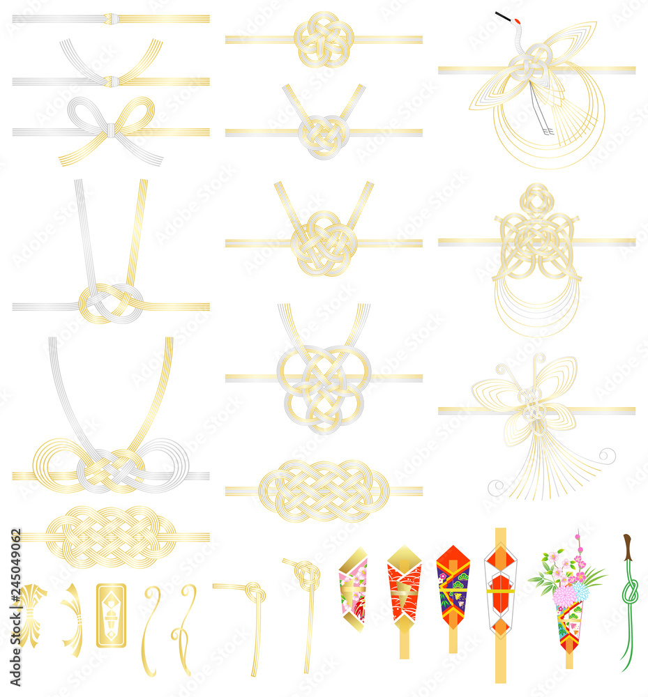 水引 水引き みずひき 飾り結び 熨斗 のし セット 白背景 Stock ベクター Adobe Stock