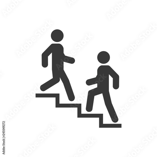 Upstairs-downstairs icon sign. Walk man in the stairs. Career symbol. flat design. Vector illustration.
