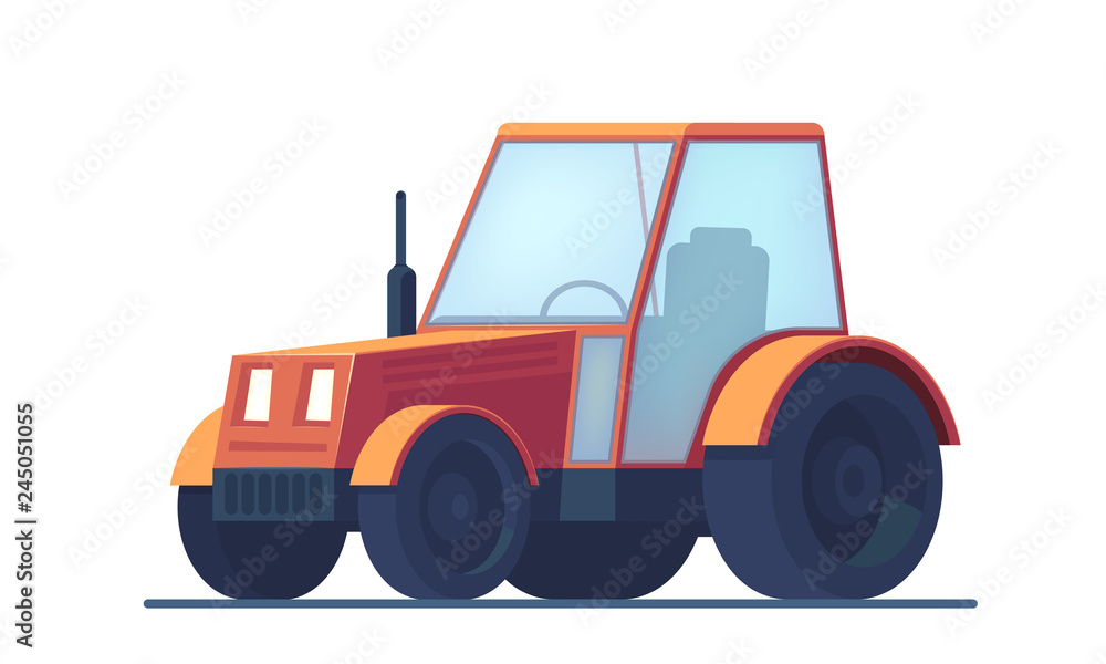 Farm tractor. Service vehicle. Heavy machinery for field and earthworks.