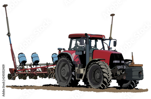 sowing tractor illustration