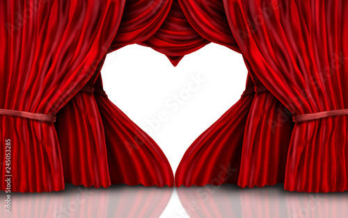 Canvastavla Valentines Day Red Curtains On White