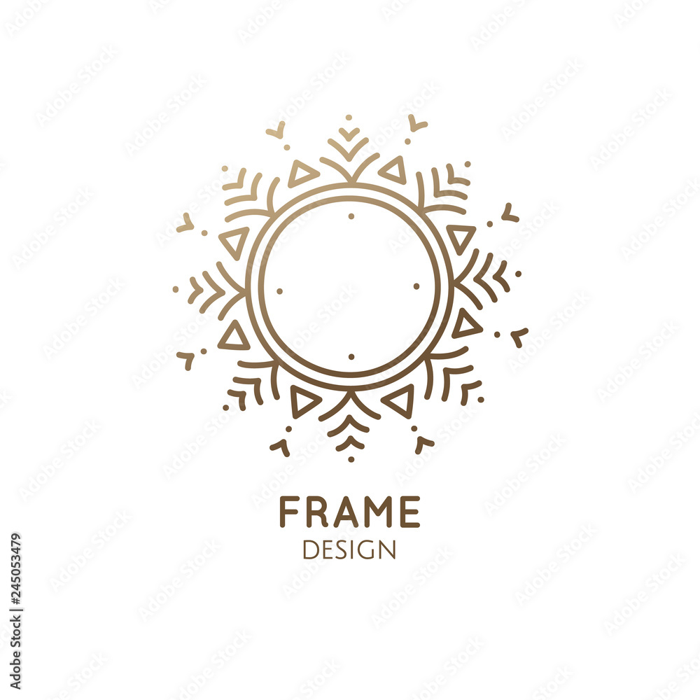 Naklejka premium Minimalistic abstract frame snowflake logo