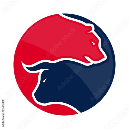 bull and bear vector logo 