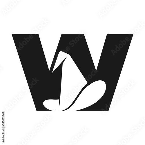 letter W and hat vector logo 