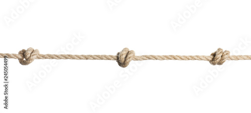 Rope with knots on white background. Simple design
