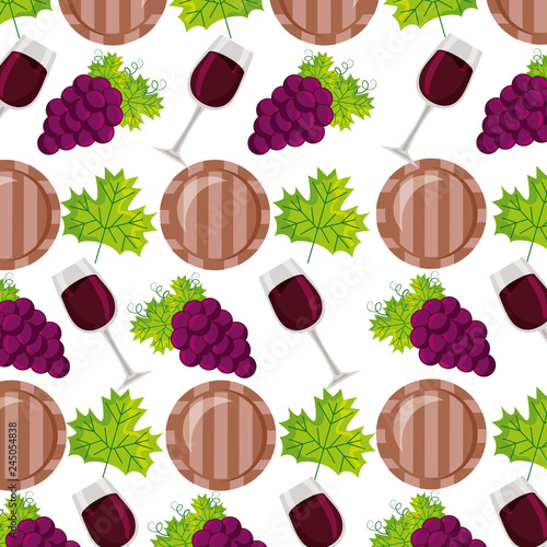 background wine cup barrel grapes decoration