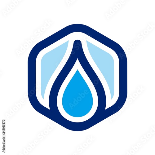 waterdrop vector logo. hexagon.