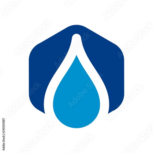 waterdrop vector logo. hexagon.