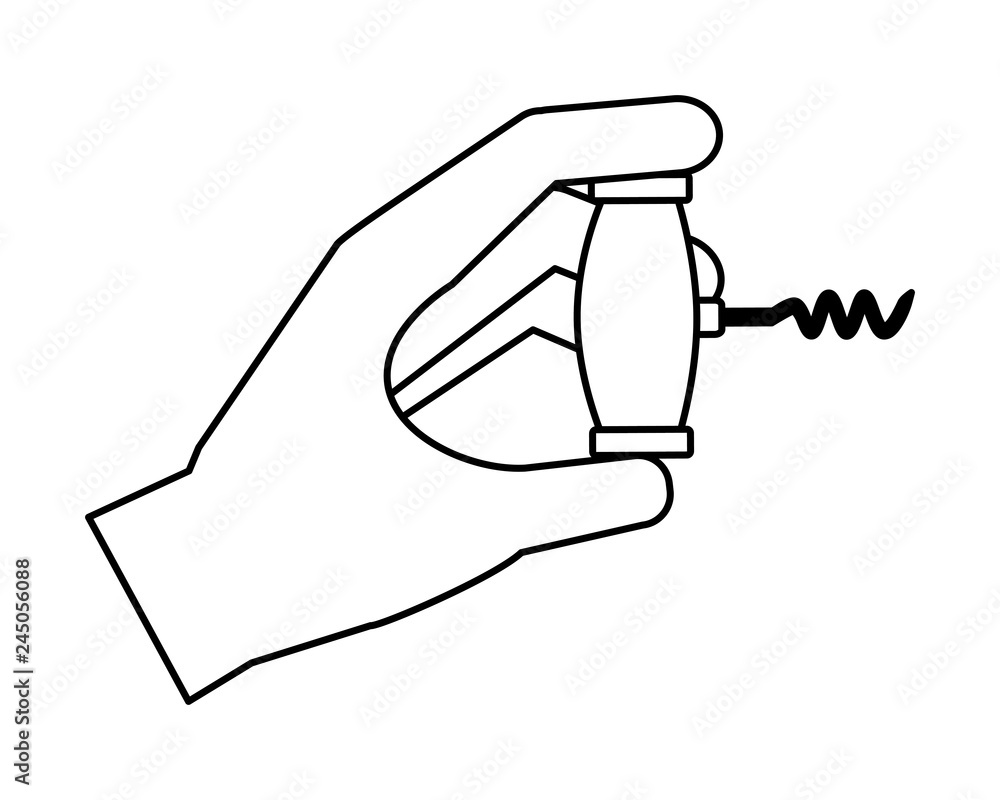 hand holding corkscrew utensil hand holding corkscrew utensil