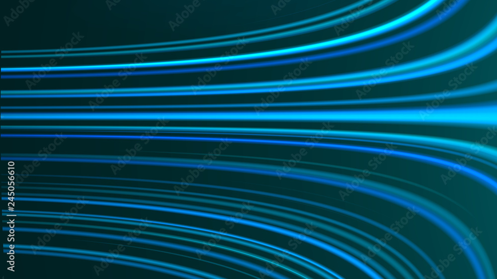 Fototapeta Abstract bright blue background. elegant illustration.Moving Fast Neon Light Particles