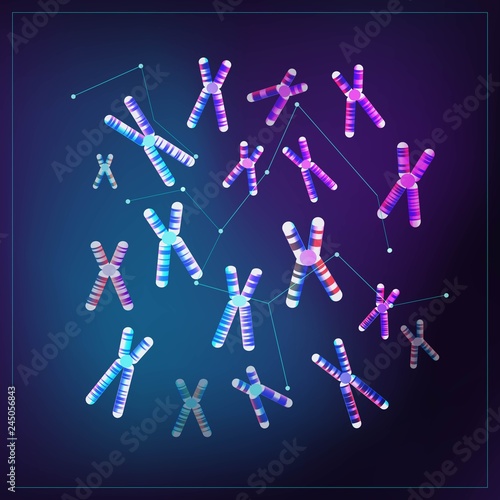 Biotechnology of the future. Science background with human chromosomes