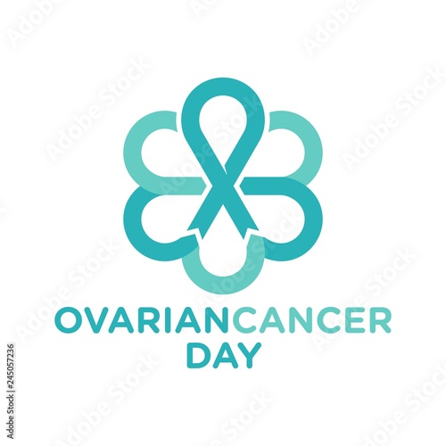 ovarian cancer ribbon vector logo.