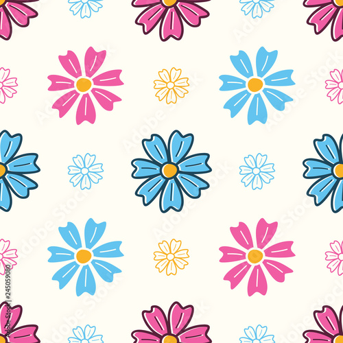 Colorful seamless pattern with abstract flowers - Vector © adynue
