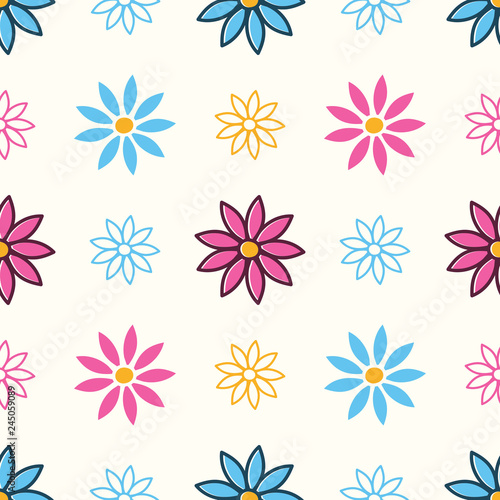 Colorful seamless pattern with abstract flowers - Vector