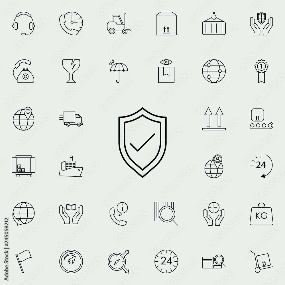 check shield icon. logistics icons universal set for web and mobile check shield icon. logistics icons universal set for web and mobile