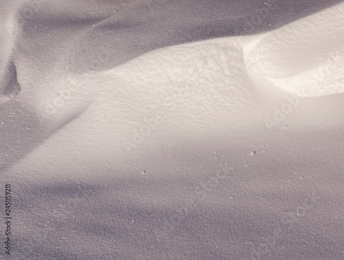 The surface of the snow in winter