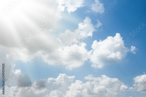 Fantastic soft white clouds against blue sky