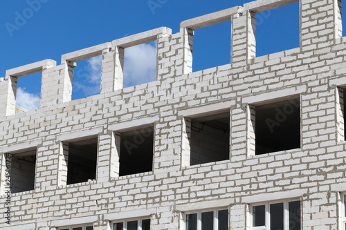 Brick building construction unfinished windows