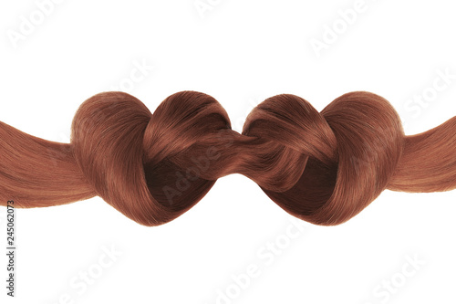 Henna hair knot in shape of heart  isolated on white background. Care concept