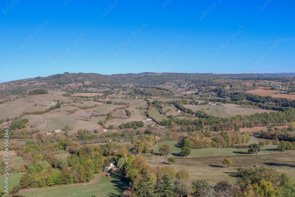 Paysage de Corrèze vu de Turenne en Limousin, Nouvelle-Aquitaine