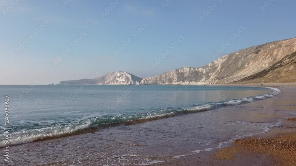 Pan across Worbarrow Bay on the Jurassic Coast in Dorset Pan across Worbarrow Bay on the Jurassic Coast in Dorset