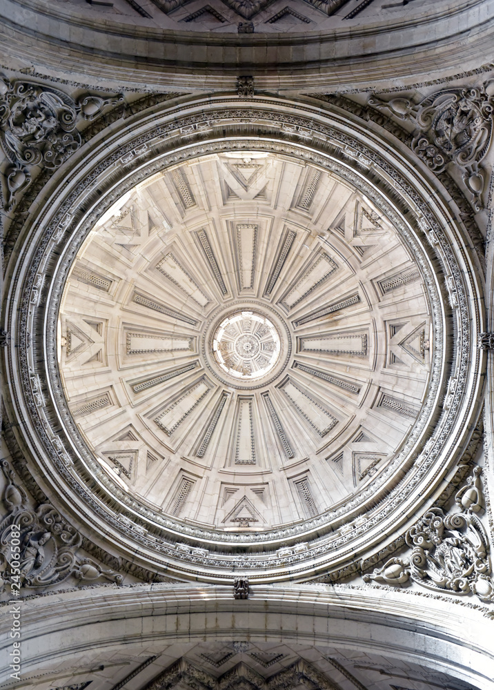 The dome interior in the Salvadır Church, Seville, Spain