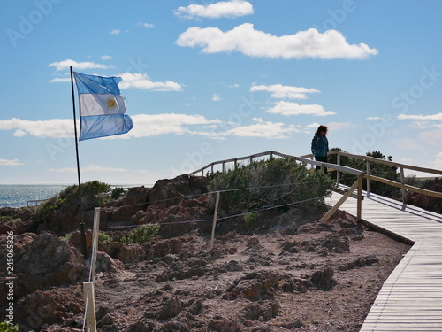 Obraz na płótnie Argentina flag in the strong Patagonian wind w salonie
