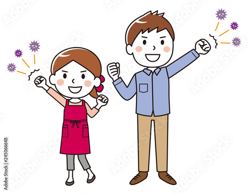 A man and a woman not defeated by a cold virus
