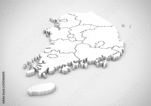 South Korea 3d Map Korea 3D Map. South Korea Rendering Map. Korea Map. Korean Peninsula. Stock  Illustration | Adobe Stock