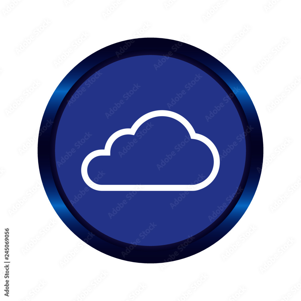 Vector illustration of cloud rounded icon. Flat iconic symbol inside a circle, blue color, isolated on white background. Designed for web and software interfaces. Vector illustration of cloud rounded icon. Flat iconic symbol inside a circle, blue color, isolated on white background. Designed for web and software interfaces.
