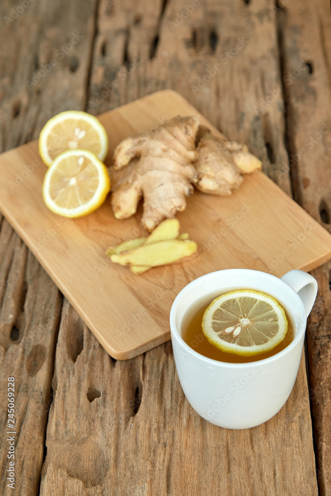 Cup of tea with lemon and ginger Cup of tea with lemon and ginger
