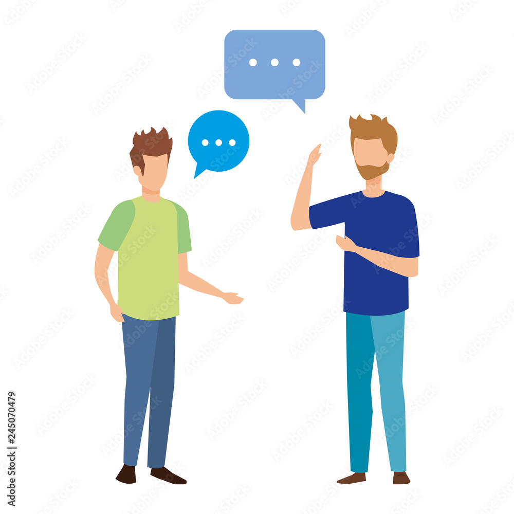 couple of men with speech bubble