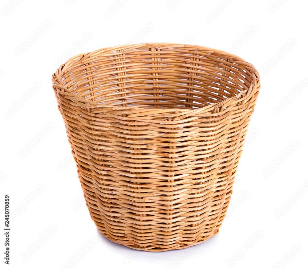Fototapeta premium Basket wicker on isolated white background.