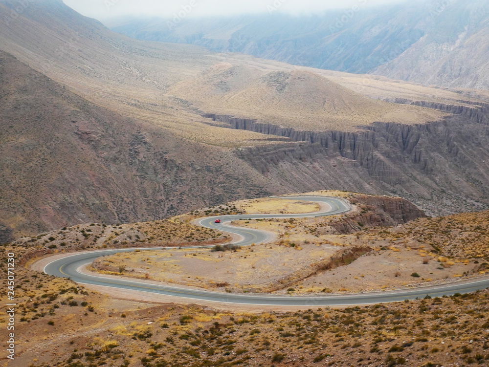 Curvy road in the Quebrada de Humahuaca