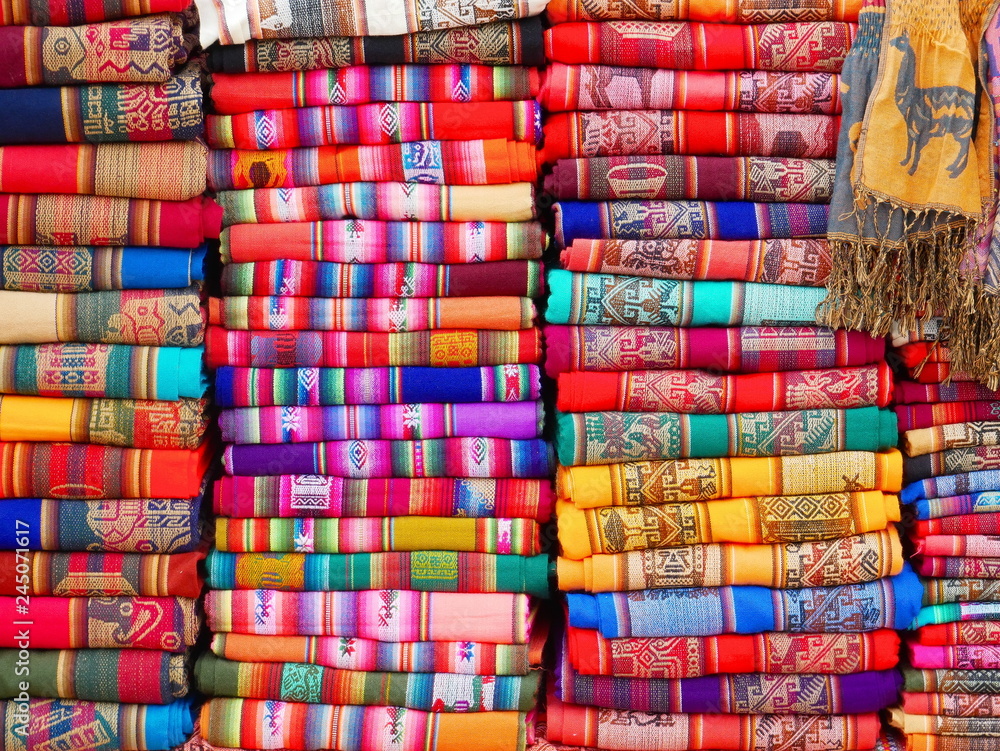 Colorful Andean textiles.
